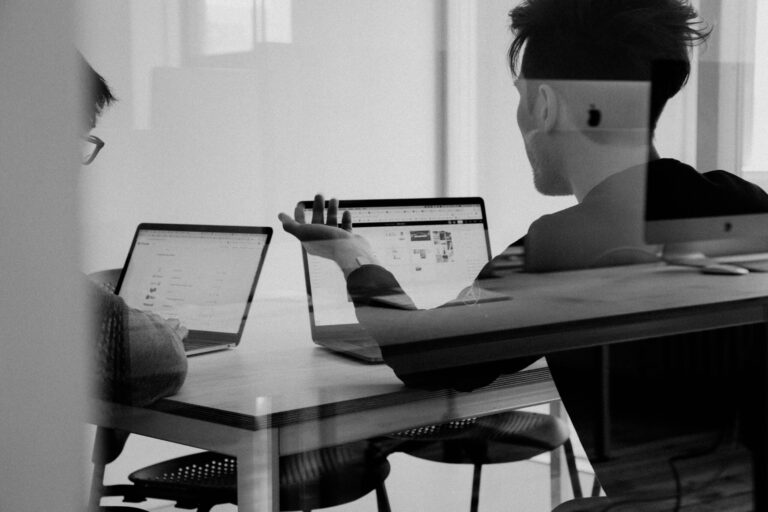 People working at laptops.